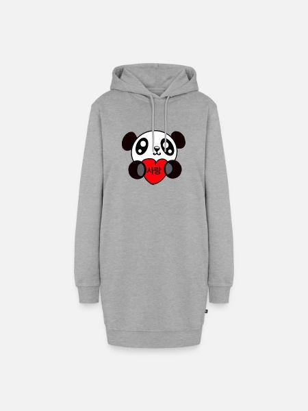 Valentin Panda - Hoodie-Kleid - Grau meliert
