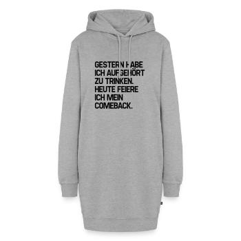 Trinken (Spruch) - Hoodie-Kleid - Grau meliert - Vorne - AI Model Female 172 light (172cm)