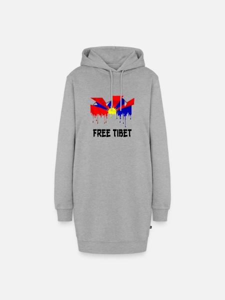 free tibet t-shirt - Hoodie-Kleid - Grau meliert