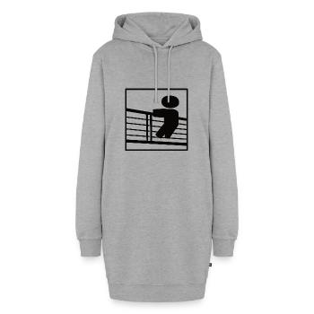Zaungast, Geländer, Aussicht - Hoodie-Kleid - Grau meliert - Vorne - AI Model Female 172 light (172cm)