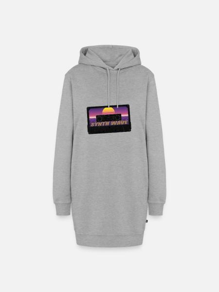 Synth Wave Kasette - Hoodie-Kleid - Grau meliert