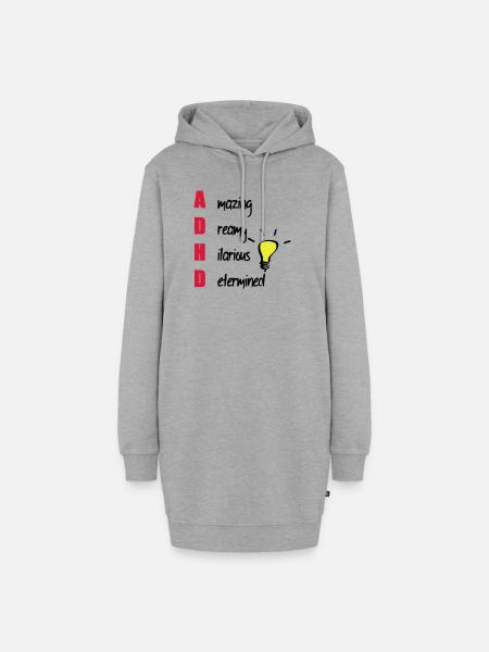 ADHD / ADHS Support Geschenk - Hoodie-Kleid - Grau meliert