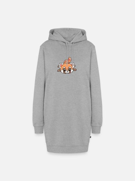 Roter Panda - Hoodie-Kleid - Grau meliert