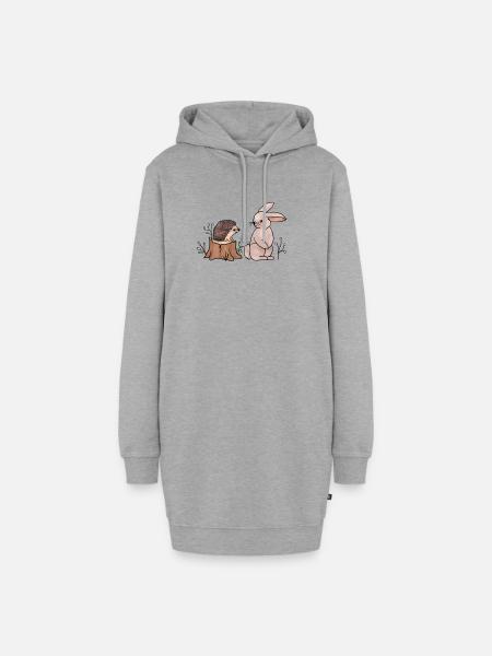 Hase und Igel.png - Hoodie-Kleid - Grau meliert