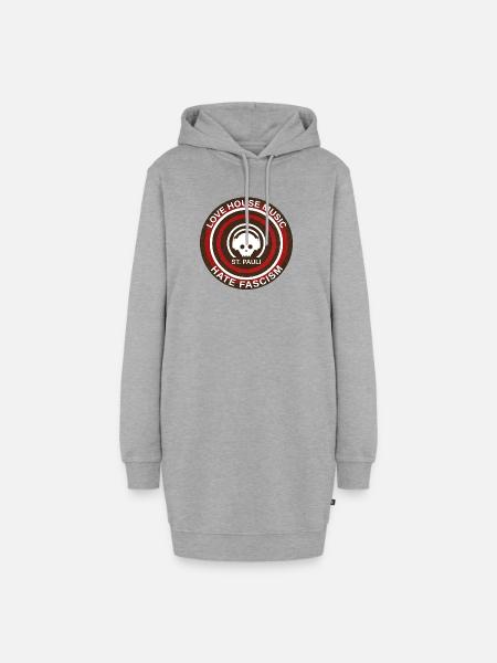 Love House Music - hate fascism - Hoodie-Kleid - Grau meliert