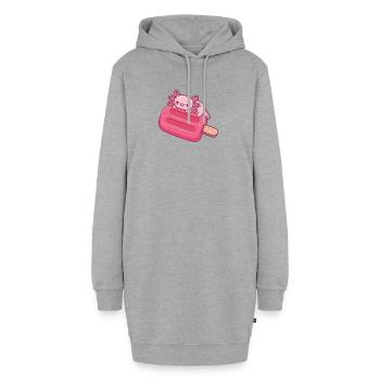 Süßer Axolotl entspannt auf rotem Icelolly - Hoodie-Kleid - Grau meliert - Vorne - AI Model Female 172 light (172cm)