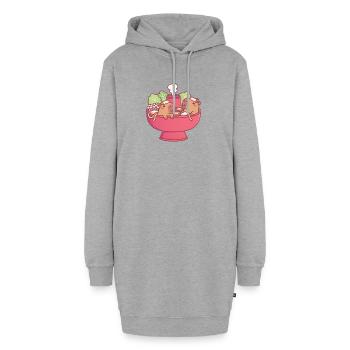 Lustige Kapibaras entspannen sich im Dampfschiff-Hotpot - Hoodie-Kleid - Grau meliert - Vorne - AI Model Female 172 light (172cm)