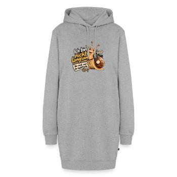 Paco die Pilgerschnecke – Ich bin nicht langsam - Hoodie-Kleid - Grau meliert - Vorne - AI Model Female 172 light (172cm)