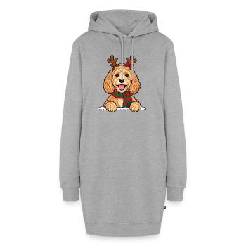 Weihnachten Cockapoo - Hoodie-Kleid - Grau meliert - Vorne - AI Model Female 172 light (172cm)