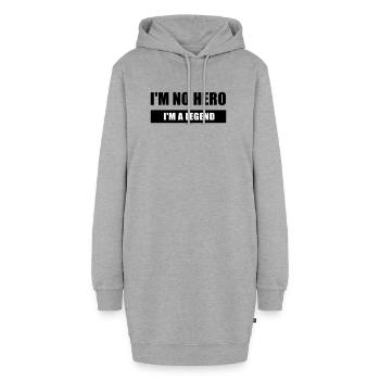 Ich bin kein Held, ich bin eine Legende - Hoodie-Kleid - Grau meliert - Vorne - AI Model Female 172 light (172cm)