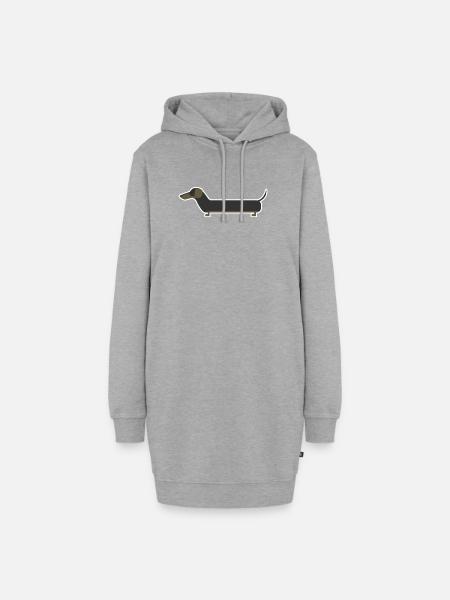 Dackel - Hoodie-Kleid - Grau meliert