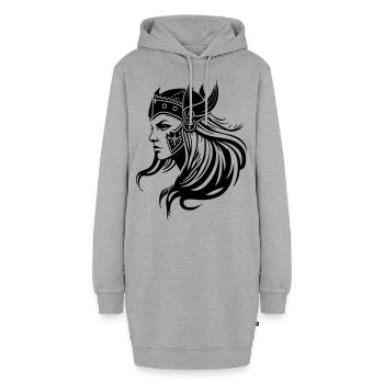 Wikinger Frau Kriegerin Viking - Hoodie-Kleid - Grau meliert - Vorne - AI Model Female 172 light (172cm)