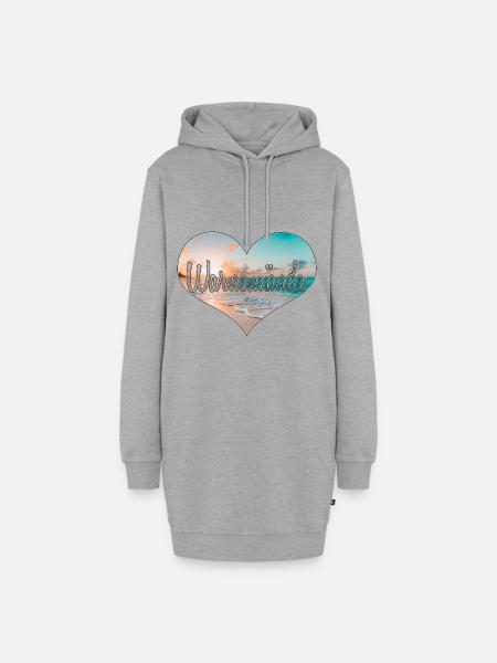 Warnemünde Herz | Yolo-Artwork - Hoodie-Kleid - Grau meliert