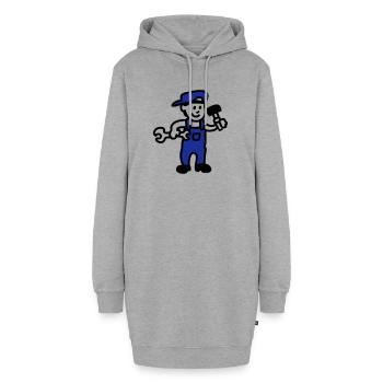 Handwerker - Hoodie-Kleid - Grau meliert - Vorne - AI Model Female 172 light (172cm)