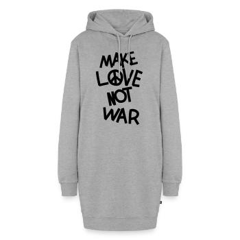 Make love not war - Hoodie-Kleid - Grau meliert - Vorne - AI Model Female 172 light (172cm)