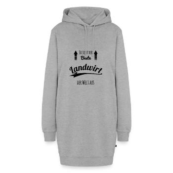 Landwirt - Hoodie-Kleid - Grau meliert - Vorne - AI Model Female 172 light (172cm)