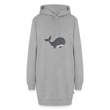 niedlicher Wal - Hoodie-Kleid - Grau meliert - Vorne - AI Model Female 172 light (172cm)