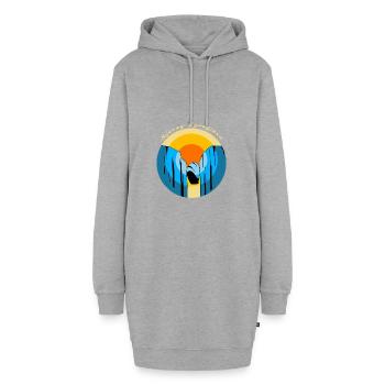 Norwegen Kjerag Lysefjord Souvenir - Hoodie-Kleid - Grau meliert - Vorne - AI Model Female 172 light (172cm)