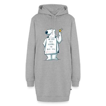 Bärensandwich - Hoodie-Kleid - Grau meliert - Vorne - AI Model Female 172 light (172cm)