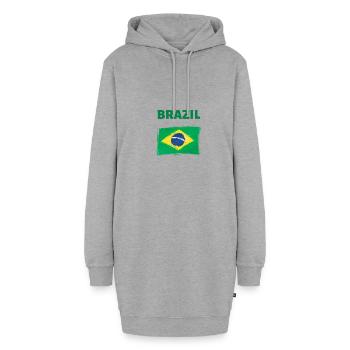 T-Shirt Brasilien Brasilien Flagge Weihnachtsgeschenk - Hoodie-Kleid - Grau meliert - Vorne - AI Model Female 172 light (172cm)