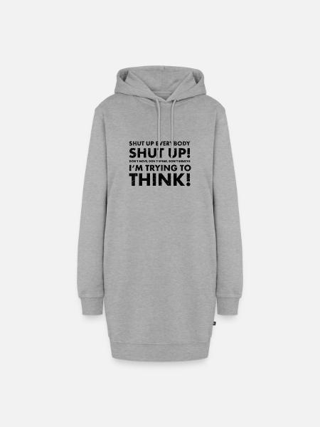 Halte den Mund, halt den Rand, Halt die Klappe! - Hoodie-Kleid - Grau meliert