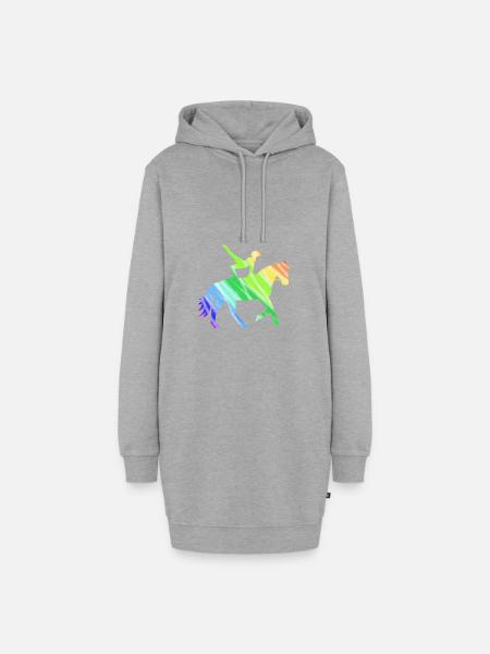 Voltigiererin Pferd bunt - Geschenk Voltigieren - Hoodie-Kleid - Grau meliert