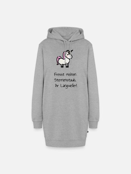 Einhorn Spruch Sternenstaub. Geschenk - Hoodie-Kleid - Grau meliert