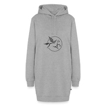 Pegasus im Kreis - Hoodie-Kleid - Grau meliert - Vorne - AI Model Female 172 light (172cm)