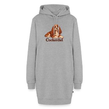 Cocker Spaniel Kuschelportrait - Hoodie-Kleid - Grau meliert - Vorne - AI Model Female 172 light (172cm)