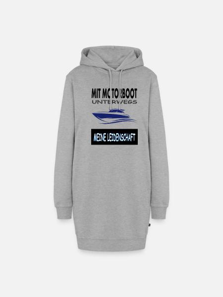 Mit Motorboot unterwegs Wassersport Geschenkidee - Hoodie-Kleid - Grau meliert