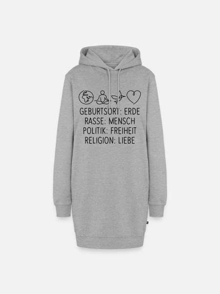 Religion Liebe Freiheit Leben gemeinsam Menschen - Hoodie-Kleid - Grau meliert