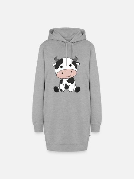 Kuh Kalb Baby Kühe Kuhflecken süße Tiere - Hoodie-Kleid - Grau meliert