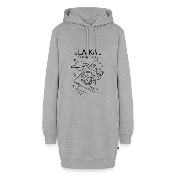 Laika Spacedog Sowjetische Weltraumhunde - Hoodie-Kleid - Grau meliert - Vorne - AI Model Female 172 light (172cm)
