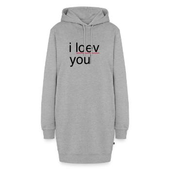 ich liebe dich Fehler - Hoodie-Kleid - Grau meliert - Vorne - AI Model Female 172 light (172cm)
