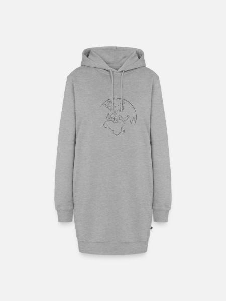 Weltreise - Hoodie-Kleid - Grau meliert