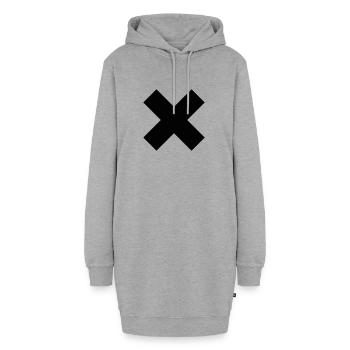 schwarzes Kreuz schwarzes Kreuz Stop Anti verbotener Rohling - Hoodie-Kleid - Grau meliert - Vorne - AI Model Female 172 light (172cm)