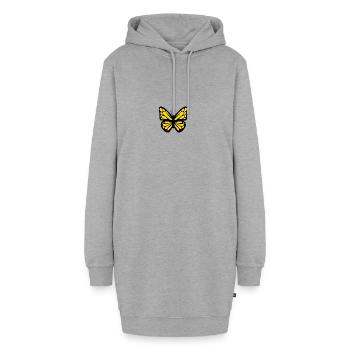 gelber Schmetterling - Hoodie-Kleid - Grau meliert - Vorne - AI Model Female 172 light (172cm)
