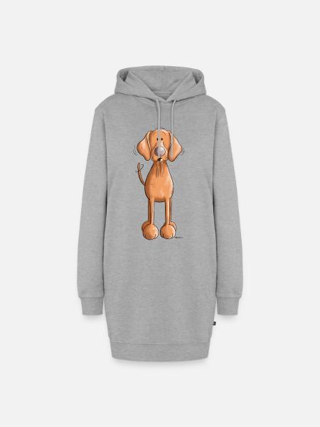 Knuffiger Vizsla - Hoodie-Kleid - Grau meliert