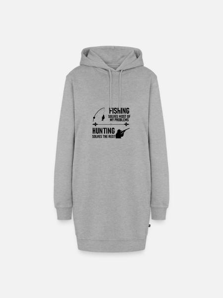 Angeln und Jagen - Hoodie-Kleid - Grau meliert