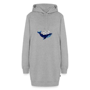 Wal und Möwen I Luft und Wasser - Hoodie-Kleid - Grau meliert - Vorne - AI Model Female 172 light (172cm)