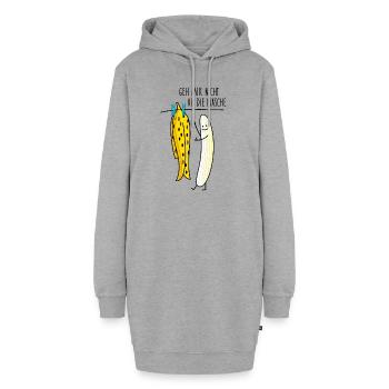 Banane und Wäsche Sprüche - Hoodie-Kleid - Grau meliert - Vorne - AI Model Female 172 light (172cm)