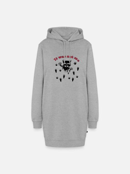 Racoon/Waschbär - Hoodie-Kleid - Grau meliert