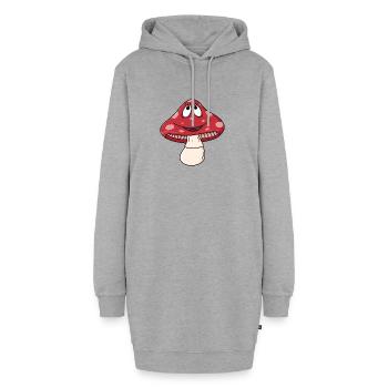 Glückspilz / Fliegenpilz / Pilz - Hoodie-Kleid - Grau meliert - Vorne - AI Model Female 172 light (172cm)