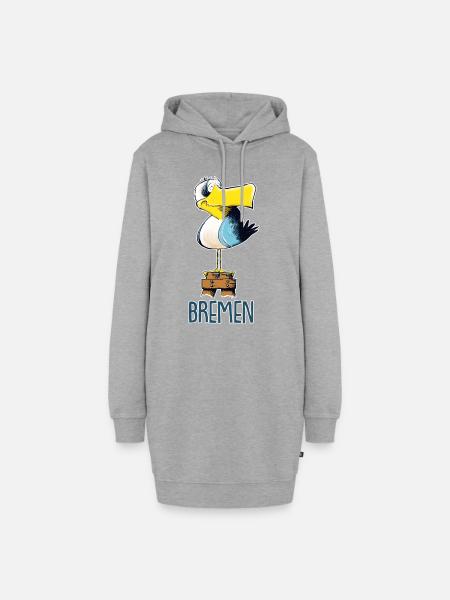 lustige Moewe aus Bremen - Hoodie-Kleid - Grau meliert