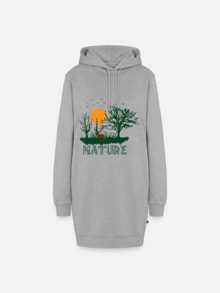 Natur - Hoodie-Kleid - Grau meliert