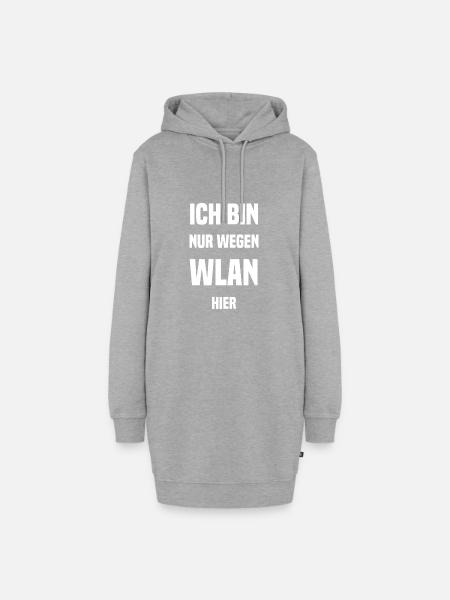 Ich bin nur wegen WLAN hier - Hoodie-Kleid - Grau meliert