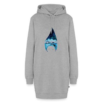 Salzwasser- verliebtes Mädchen träumt vom Meer - Hoodie-Kleid - Grau meliert - Vorne - AI Model Female 172 light (172cm)