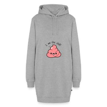 Zitat Zitat Ich bin die Scheiße - Hoodie-Kleid - Grau meliert - Vorne - AI Model Female 172 light (172cm)