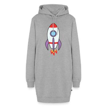 Rakete - Hoodie-Kleid - Grau meliert - Vorne - AI Model Female 172 light (172cm)