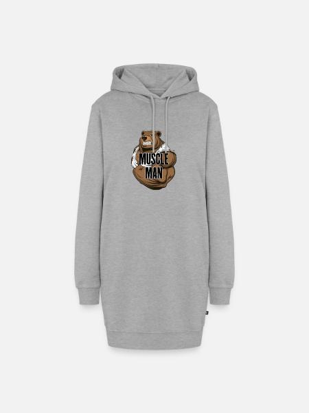 Muscle Man - Der Muskelmann! (Bär) - Hoodie-Kleid - Grau meliert